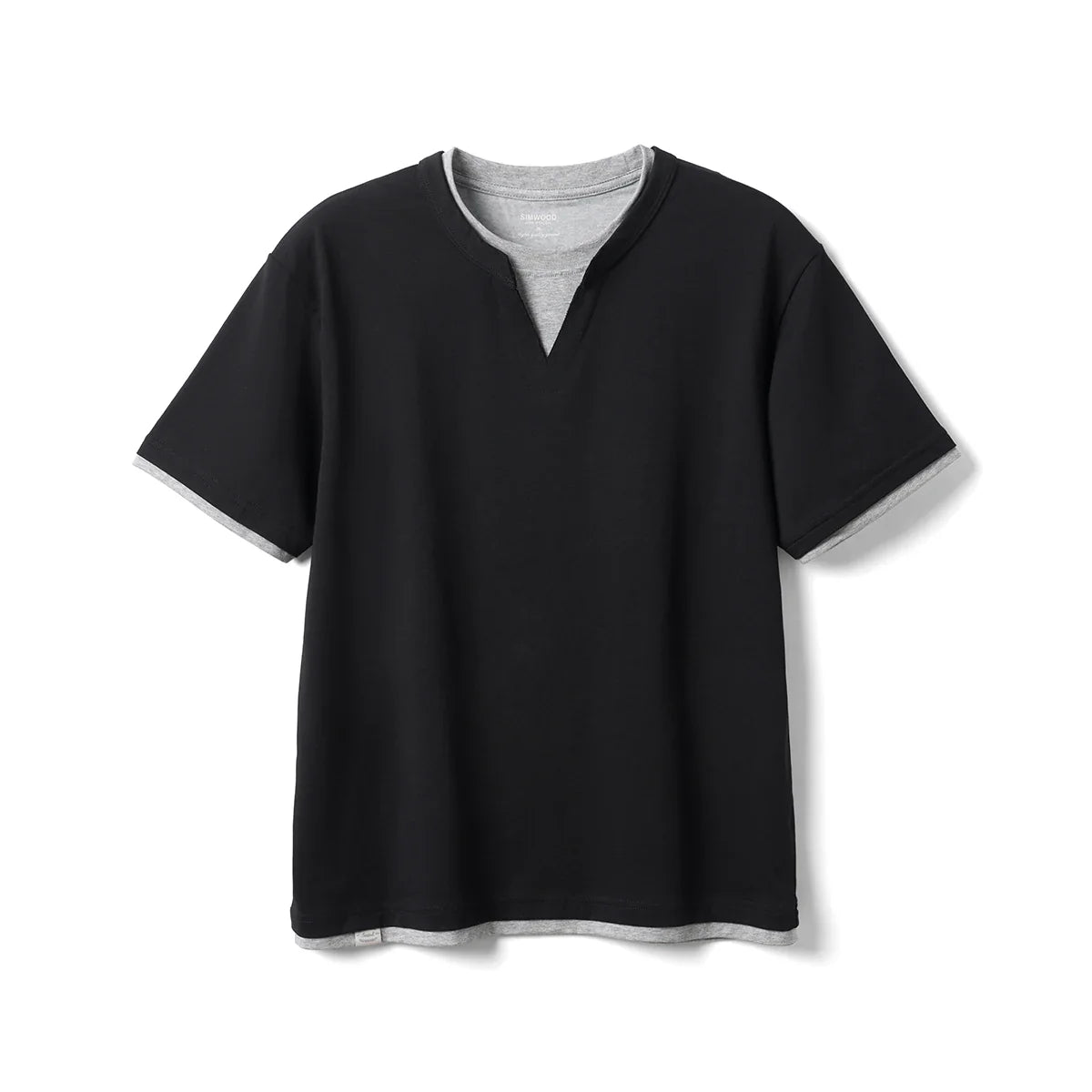 2026 Summer New Oversize 210gsm Cool Feeling Sorona Fabric Fake Double Layer T-shirts Men Comfortable Plus Size Tops