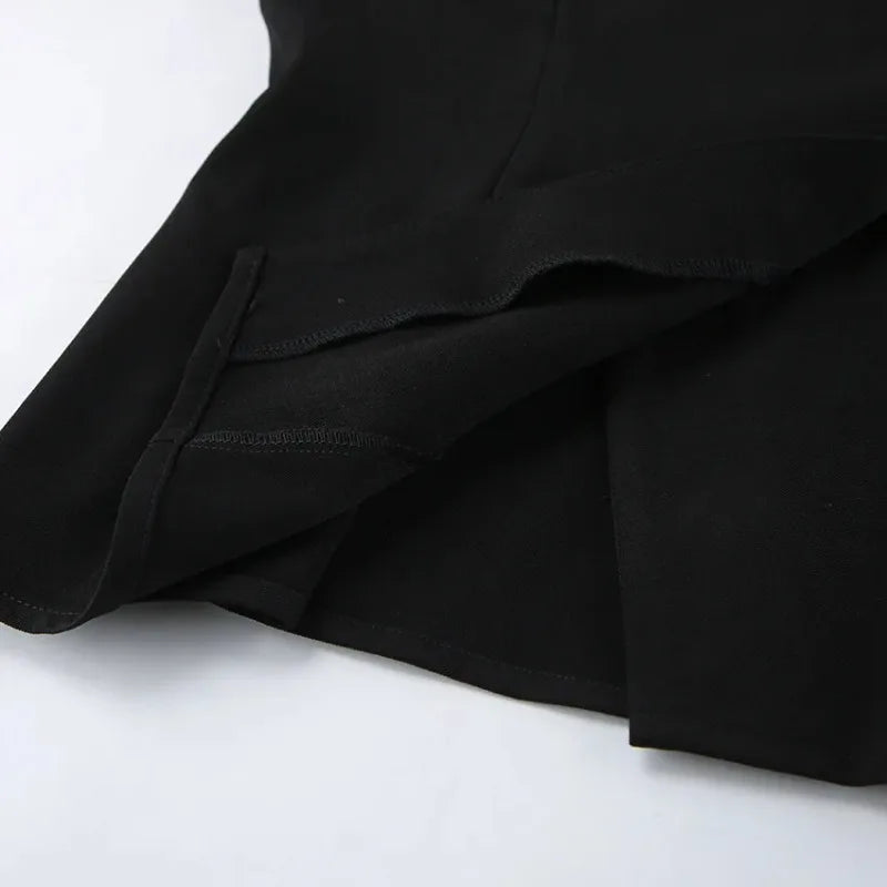 Black Elegant Blazer For Women 2025 Autumn Fashion Gold Buttons Patchwork Jacket Coat Party Vintage Commuter Suit Jacket