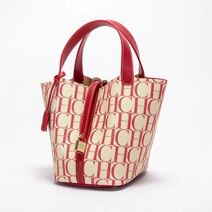Classic Fashion Retro Design New 2024 Women's Vegetable Basket Bag with Metal Decorative Letter Design Women's Handbag