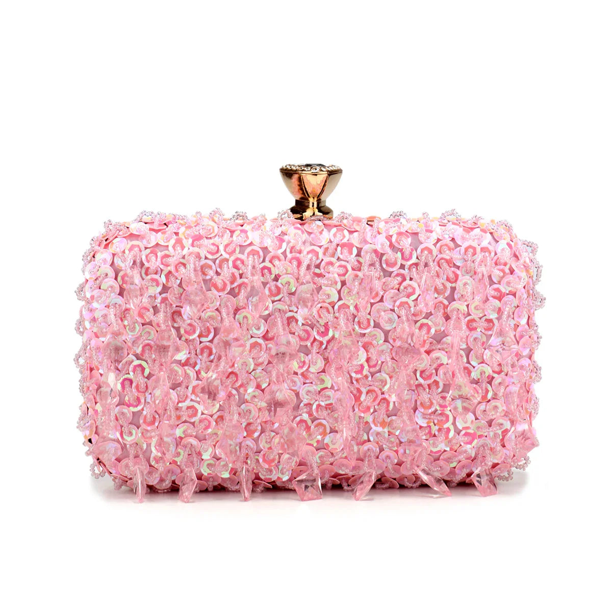 Glitter Party Dinner Evening Bags Purple Color Tassel Acrylic Clutch Bags Flap Fashion Metal Chain Diamonds Handbags Beading