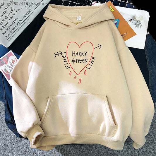 Happy Fine Line Print Hoodeis Harry Styles Treat People Kindness Fashionable Sweatshirts Women's Top Men Clothing Y2k Pullover