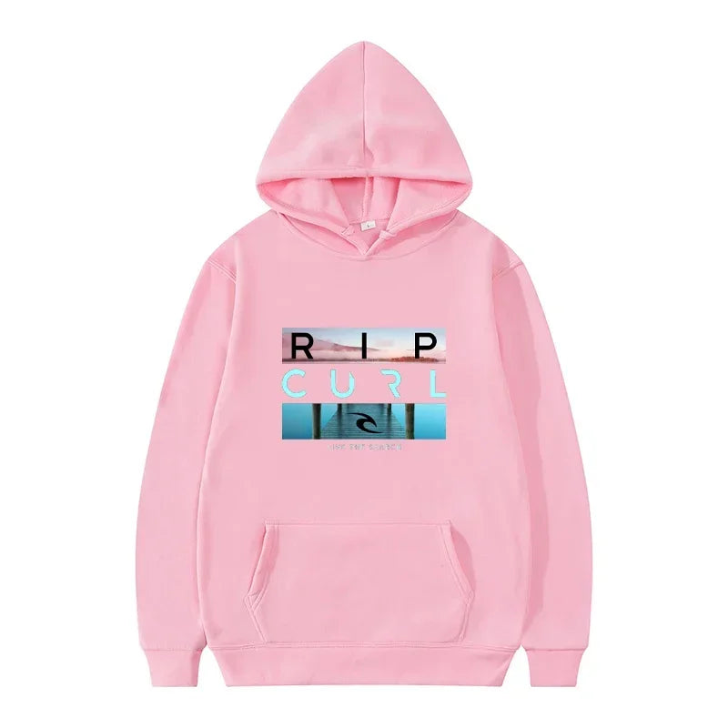 Men's hooded black casual street style sports shirt  suitable for surfing enthusiasts and fashion enthusiasts