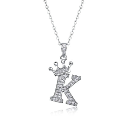 925 Silver Initial Necklace Sparkling Full Moissanite Diamond Pendant Charm Necklaces for Women Letter Name Choker Jewelry Gift