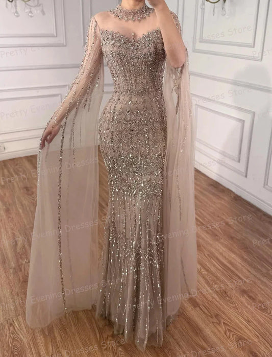 Charming 2026 Evening Dresses Woman's Mermaid Shiny Shawl Sequined Prom Gowns Fashion Customized Vestidos De Novia فساتين