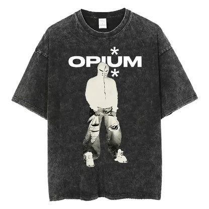 Retro Washed Playboi Carti I AM MUSIC Logo T Shirt Opium Ken Carson Narcissist Tour Antagonist Rap T-shirts Men's Oversized Tees