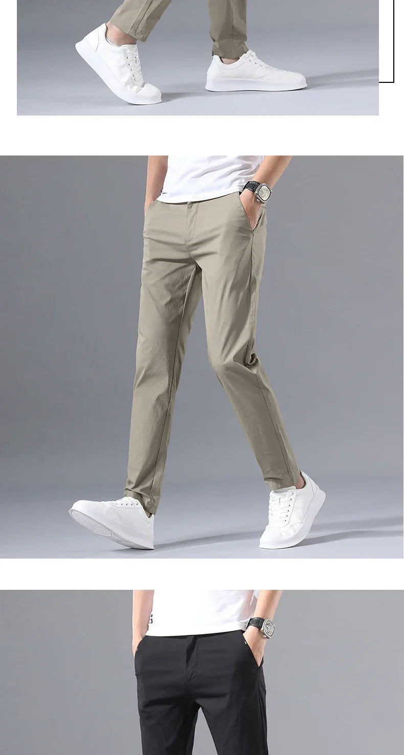Spring Summer Thin Slim Men Casual Pants Classic Business Cotton Stretch Golf Trousers Korean Fashion Male Clothing Pants