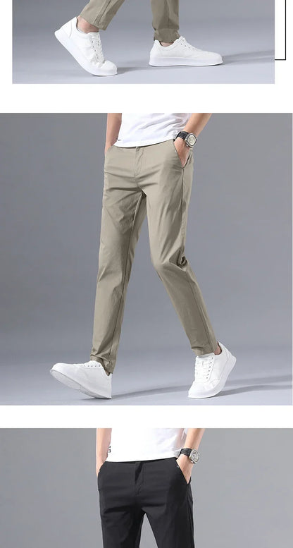 Spring Summer Thin Slim Men Casual Pants Classic Business Cotton Stretch Golf Trousers Korean Fashion Male Clothing Pants