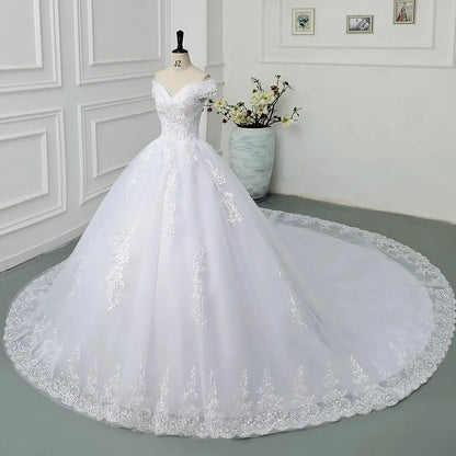 Off The Shoulder Princess Sweetheart Wedding Dress For Women Glitter Sleeveless 2025 Vintage Bride Bridal Customized