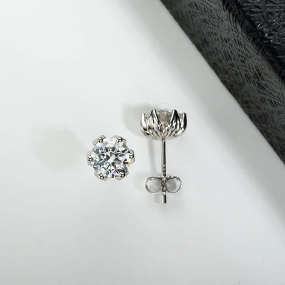 2cttw D Color Moissanite Diamond Lotus Stud Earrings 925 Sterling Silver Flower Earrings For Woman Gifts Wholesale