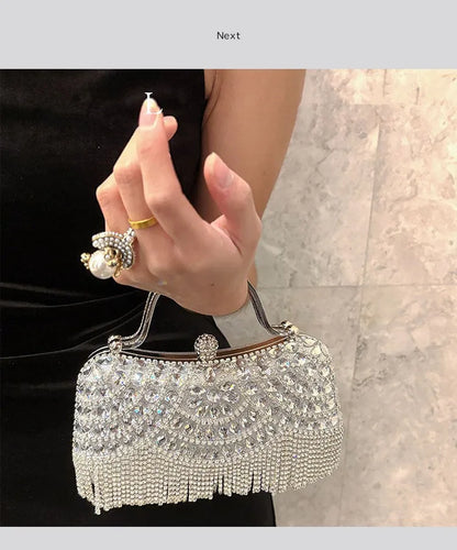 Diamond Evening Clutch Bag Golden Tassel Handbag Boutique Novelty Metallic Rhinestone Purses And Handbags Bridal Wedding Party