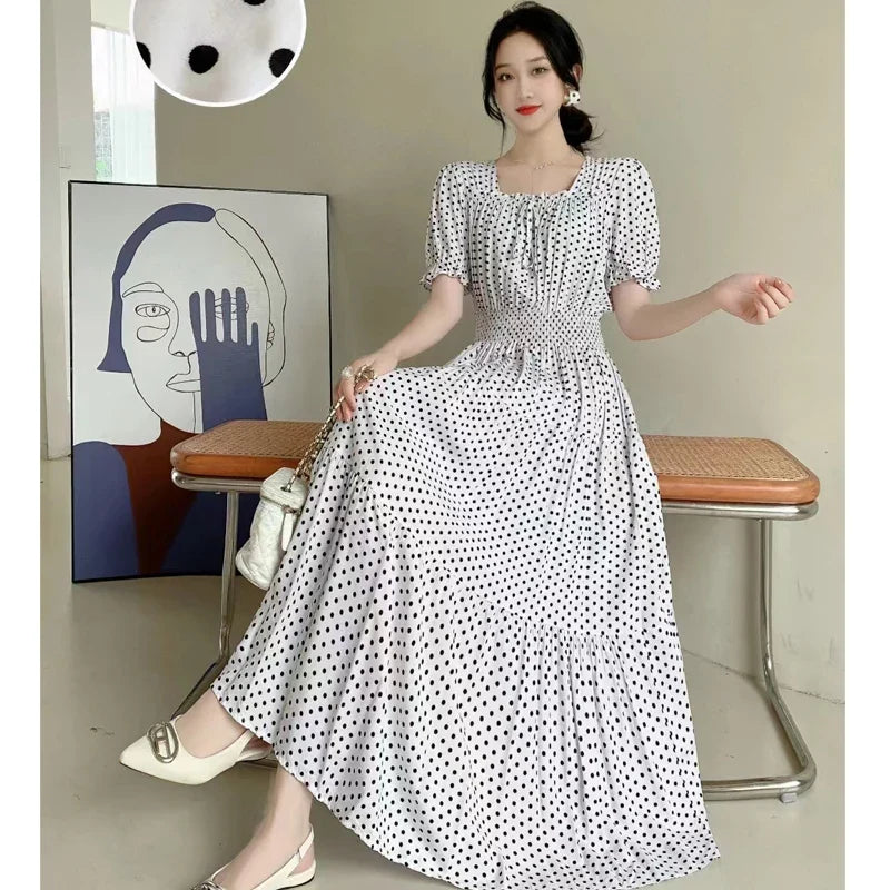 Summer New Cotton Silk Floral Print Maxi Dr ort Sve Beachwear High Waist Young Women's Large Skirt Swing Dr