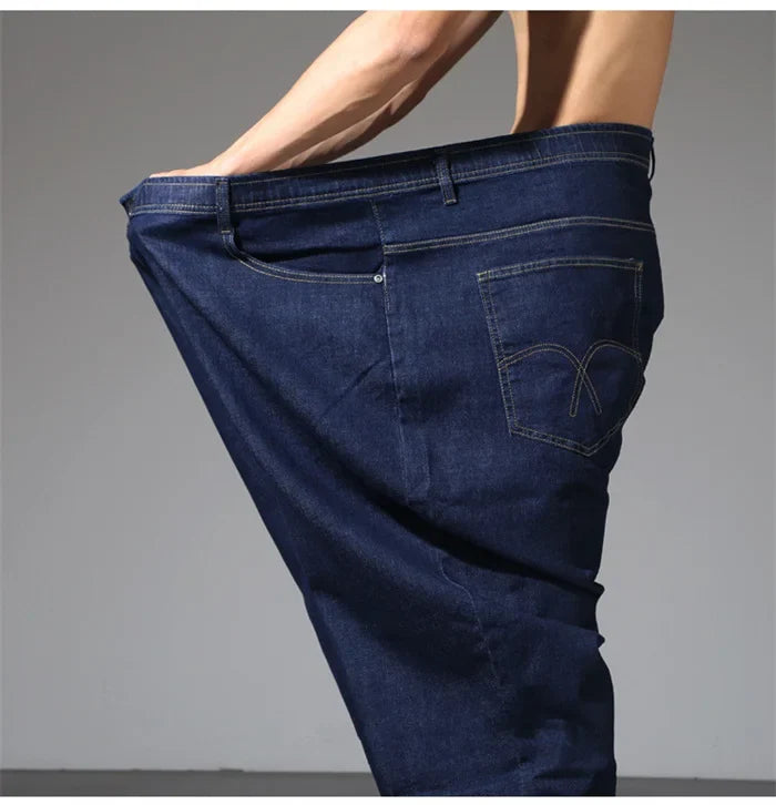 200KG Extra Large Jeans Men Blue 8XL 7XL 6XL 5XL Plus Size Denim Big Straight Elastic Trousers Black Stretched High Waist Pants