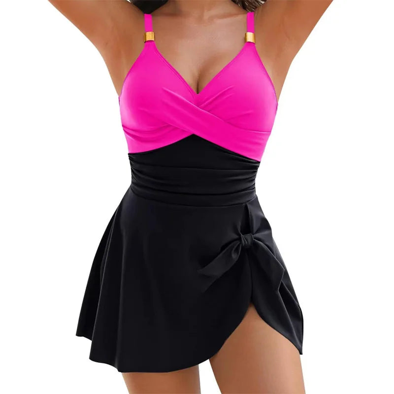 8 Colors Cute Women's Bikini Tummy Control Sexy 2025 New One Piece Slim Ruched  Cross Swimwear Women's Comfortable  Swimsuit