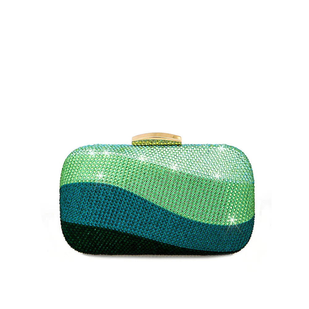 Colorful Rainbow Colors Diamond Evening Purse Wedding Party Crystal Clutch Wallet Bag Banquet Gala Dinner Female Handbag