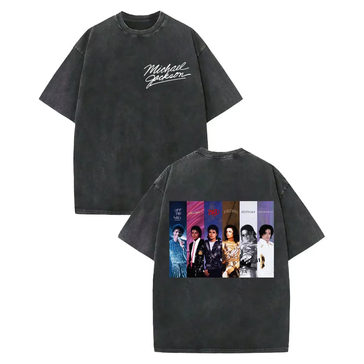 Vintage Washed Michael Jackson Album Poster Graphic T Shirt Men Women Clothing Rock Fashion T-shirt Summer Casual Loose T-shirts