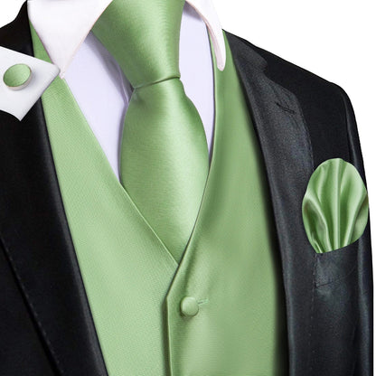 Formal Rose Pattern Paisley Plain Solid Mens Vest Party Wedding Waistcoat Pocket Square Tie  Hankie Suit Set