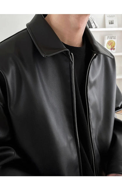 Spring Autumn Cool Luxury Short Black Soft Light Pu Leather Jacket Men Zipper Casual Mens Jackets and Coats Fashion