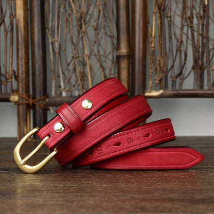 2.4CM Thick Cowhide Copper Buckle Ladies Genuine Leather Casual Jeans Belts for Women Luxury Designer Korean Fashion Thin Belt