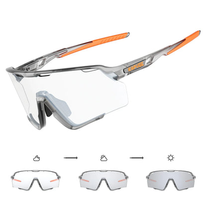 Photochromic Cycling Glasses Silver Lens Sunglasses Multi Color Men Women Bike Outdoor Eyewear Riding Driving Running