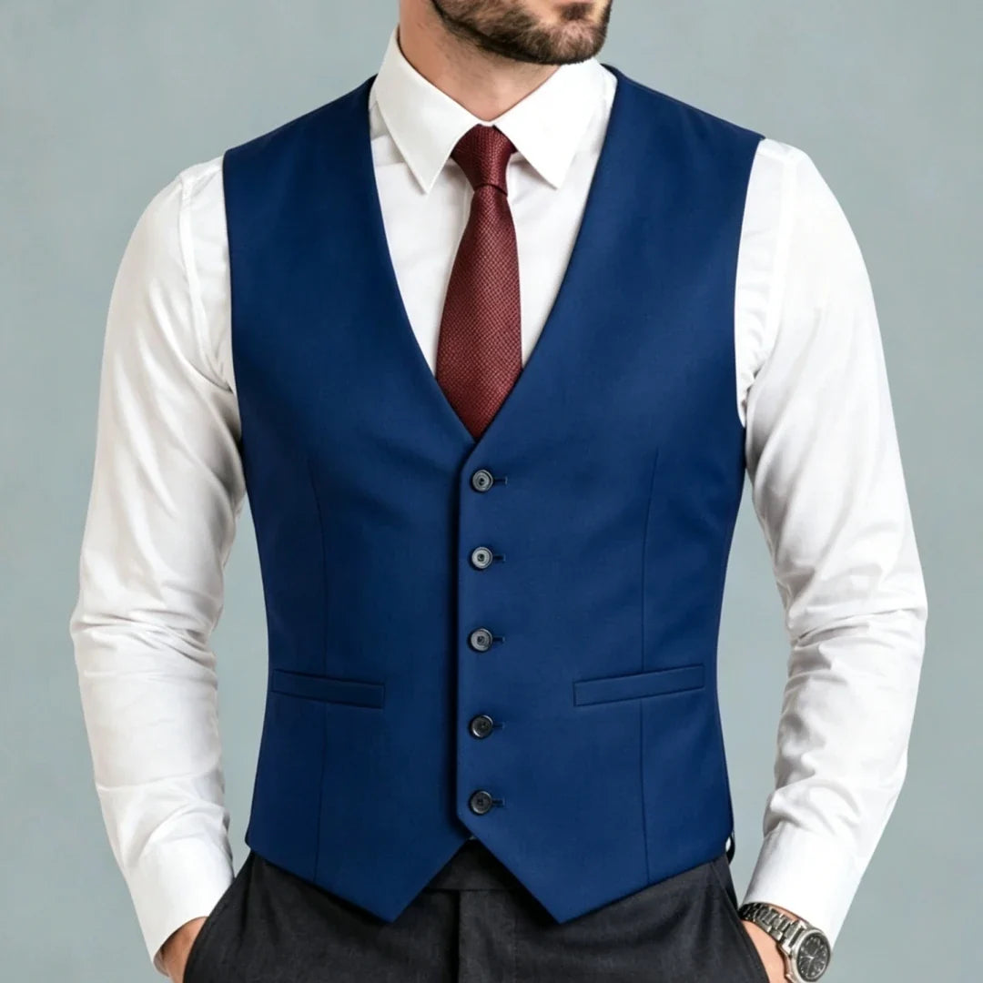 Men Vest Black Solid Single Breasted V Neck Waistcoat For Wedding Groom Banquet Party Business Work Casual Daily Men Suit Vest