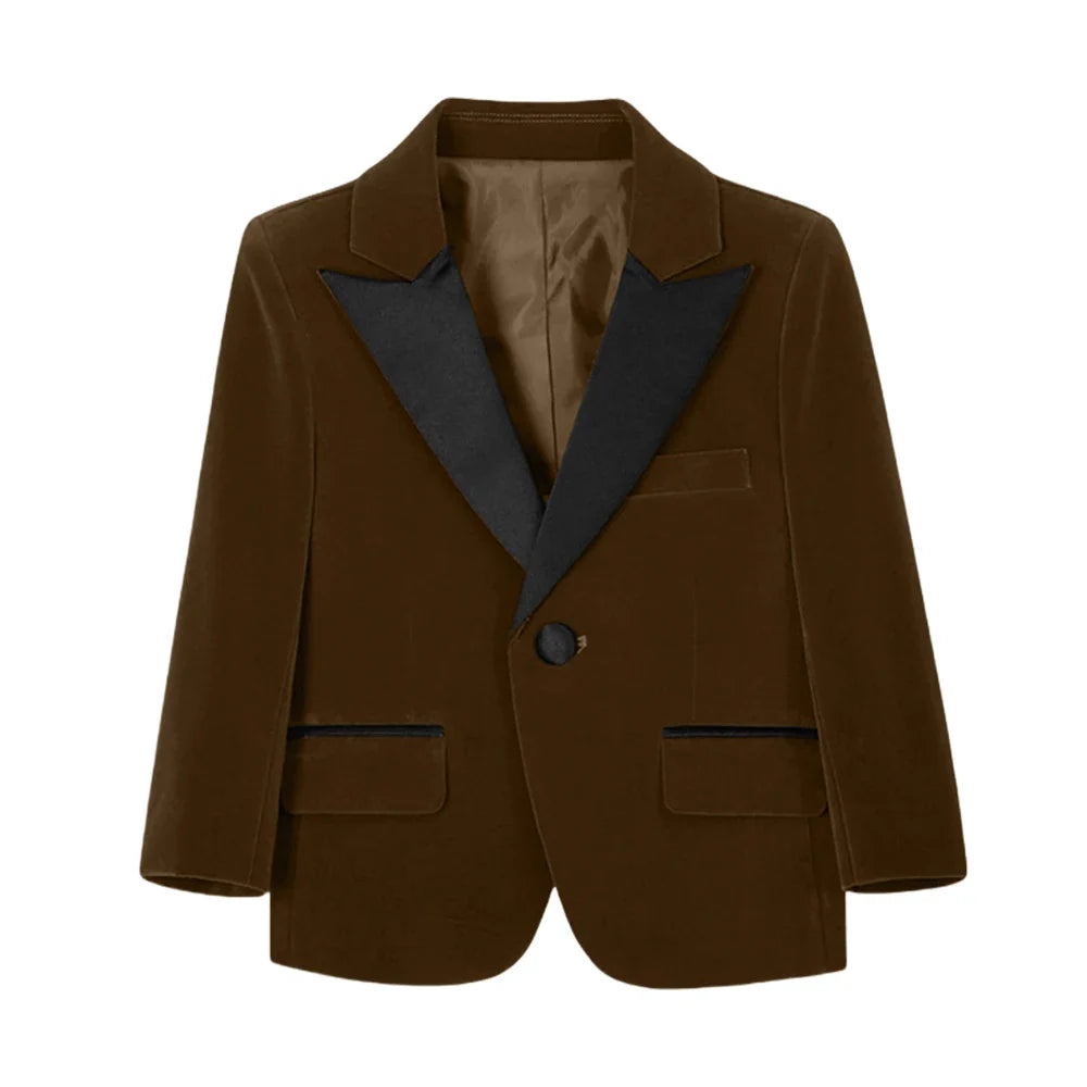 50+ Colors Velvet Suit Blazer for Kids 3-18 Years Children Formal Flannel Suit jacketm Classic Peak Lapel Suit School Uniform