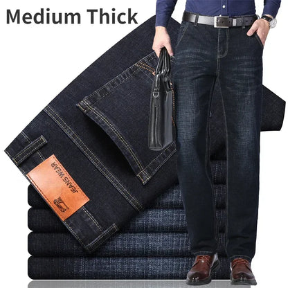 2026 Classic Men Straight Jeans Homme Pantalon Streetwear Soft Black Blue Masculino Denim Mans Pants