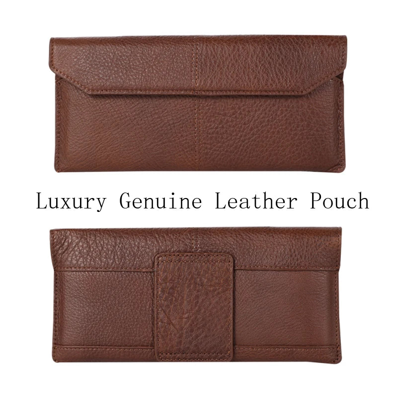 Genuine Leather Slim Phone Pouch Case For iphone 14 13 12 Pro Max Samsung S23 S22 Ultra Belt Clip Holster Cover Bag 4.7-7.2 inch