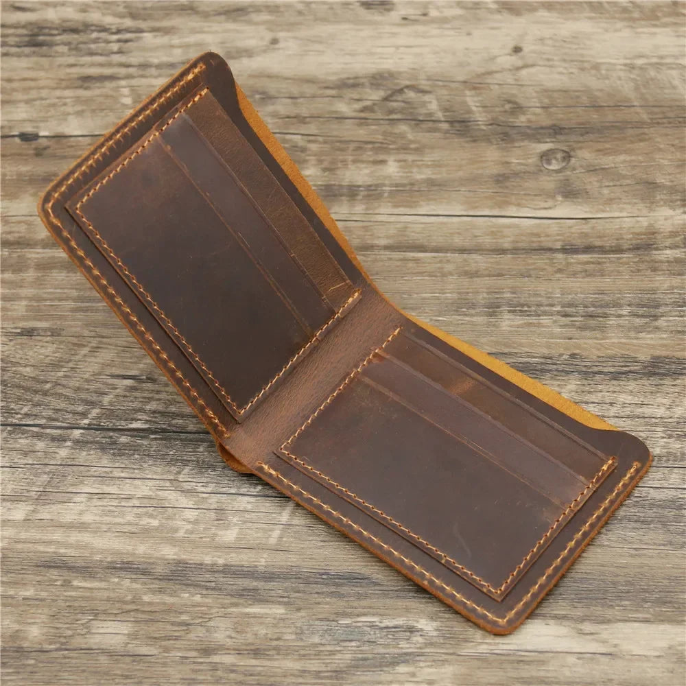 Men's Crazy Horse Leather Wallet, Genuine Leather Wallet, Card Bag, Simple Retro European and American Style, Mens Purse 2026