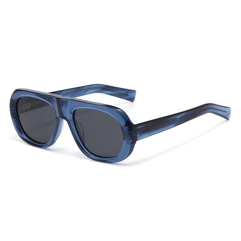Vintage Pilot Rectangular Frame  Men Sunglasses Fashion Polarized Shades UV400 Women Trending Punk Sun Glasses INS Eyeglasses