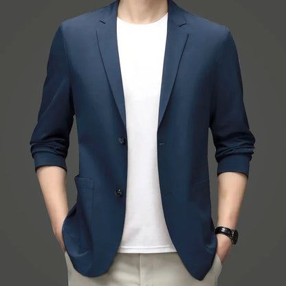 New Summer Man Thin Sunscreen Blazers Jackets Solid Business Casual Suits Coats Male Slim Elastic Blazers Jackets  Clothing 4XL