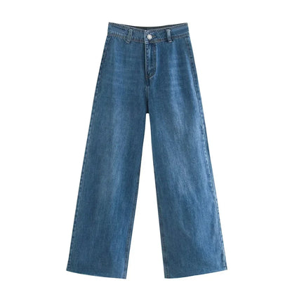 High Waist Straight Leg Navy Sle Women's Jeans Z Brand Slim Fit Casual Pants for Young Ladies Autumn Season