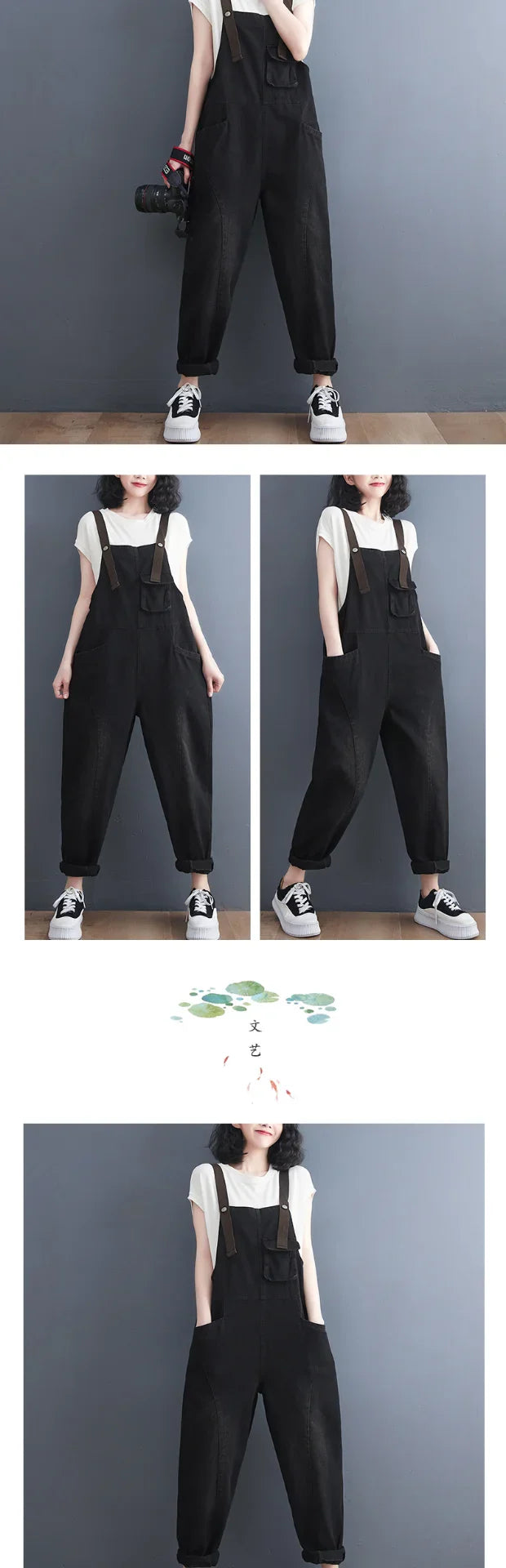 Loose Women's Denim Overalls Faionable Spring Summer High Waist Long Pants Thermal Properties Deep Color Korean Sle