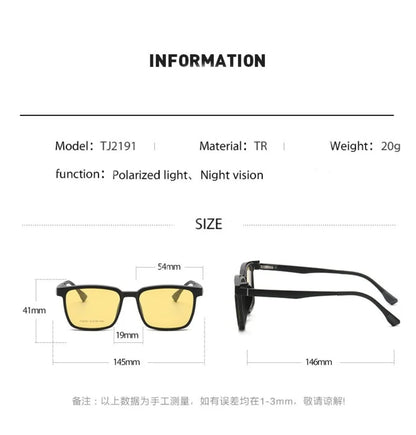Flip-up Magnetic Clip-on Prescription Glasses Men Women TR90 Polarised Myopia Sunglasses Night Vision Reading Glasses 2191