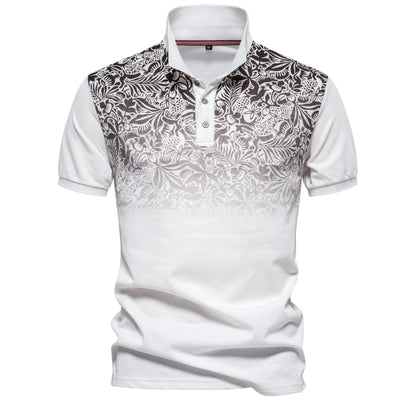 New Design Gradient Printed Cotton Blend Polo Shirts for Men Short Sleeve Summer Fashion Mens Polos