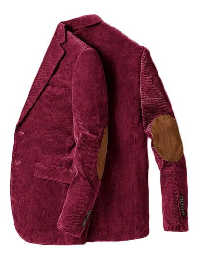 Men's Corduroy Blazer Business Casual Jacket with Elbow Patch Spring Fall Sport Coats Fashion Casual Single Breasted Men Jacket