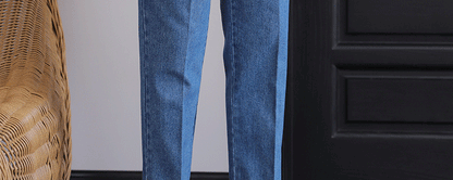 Italian Style Men's High Waist Business Neapolitan Jeans Draped Cuffed Straight Leg Western Pants Youth Trendy Wear Resistant