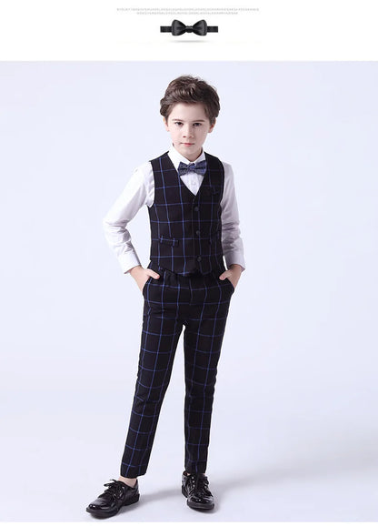 Top Quality Big Boys Suit For Wedding Teenager Kids Formal Tuxedo Dress Children Photograph Blazer Party Performance Costume