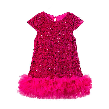 Girls Halloween Sequined Vest Skirt Princess TuTu Dress Children's Birthday Party Christmas Fluffy Dress Mesh Skirt Dresses L465