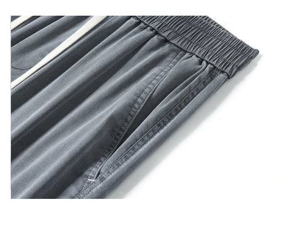 Summer Soft Lyocell Fabric Men's Jeans Thin Loose Straight Pants Drawstring Elastic Waist Korea Casual Trousers Plus Size M-5XL