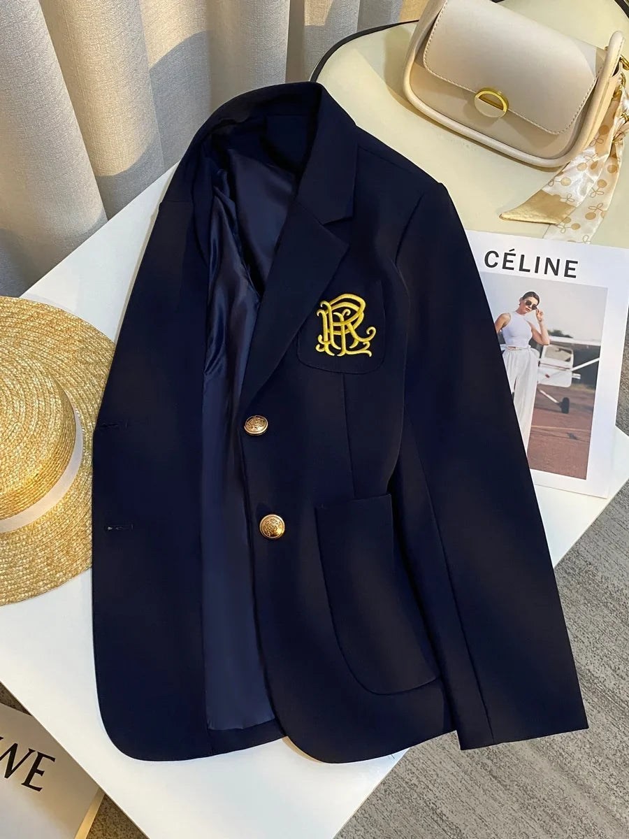 Spring 2026 New Sle Embroidered Women's Suit Jaet Commute Design High-End Feelings Korean Version Long Sve Casual Wear