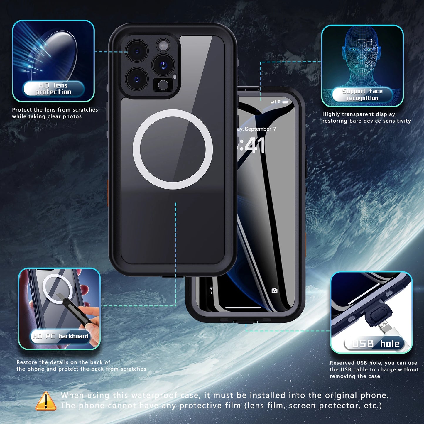 Professional Waterproof Phone Case 360° Shockproof and Dustproof IP68 (Compatible with iPhone 17 Pro/16/15/14/13)