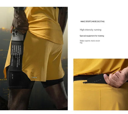 Men's Gym Shorts 2 in 1 Quick Dry Running Shorts Basketball Jogger Summer Fitness Workout Short Pants Bodybuilding Activewear