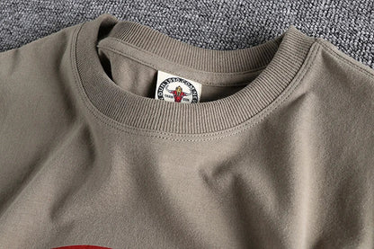 Summer New American Retro Short-sleeved O-neck Rhino Printed T-shirt Men's Fashion Simple 100% Cotton Washed Casual Sport Tops