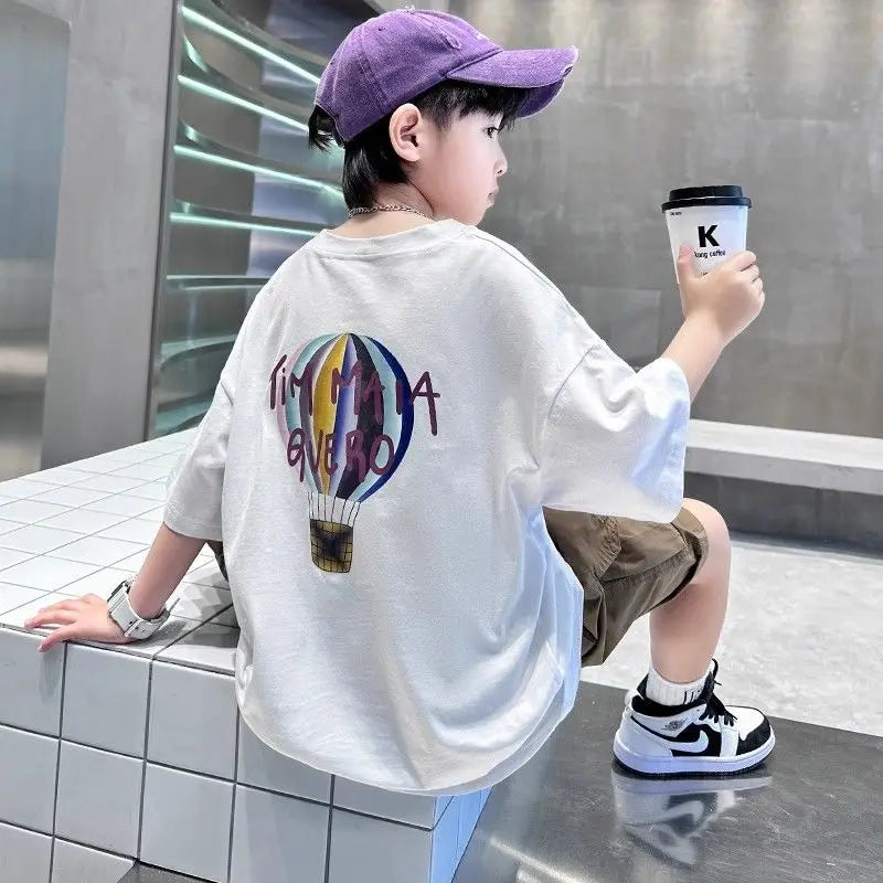Printing Clothes for Boy Summer Set 2025 New Children's Clothing Boys Kids Top Bottom Elementary Student Men's T-shirts Korean