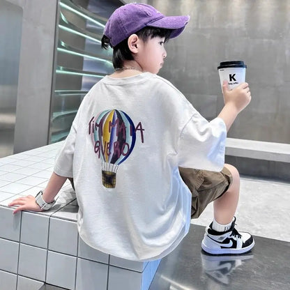 Printing Clothes for Boy Summer Set 2025 New Children's Clothing Boys Kids Top Bottom Elementary Student Men's T-shirts Korean