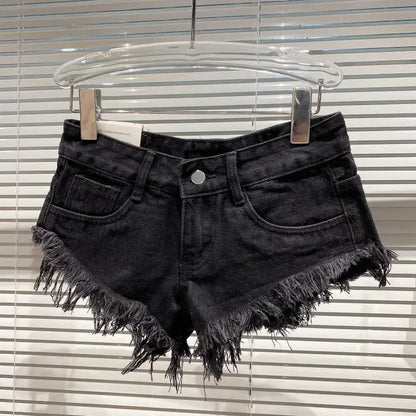 Denim Shorts Women High Street Hotsweet Casual Low Waist Raw Edges Holes A-line Korean Style Y2k Spicy Girls Summer Shorts