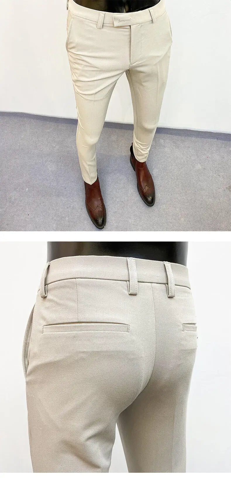 Men Suit Pants Hombre Pantalones 2026 Spring Stretch Slim Formal Trousers for Men Fashion Casual Stripe Dress Pants Men Clothing