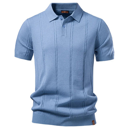 Men's Stripe Golf Polo Shirt Old Money Cool Silk Fabric Short Sleeve Icy Touch Breathable Casual Summer Top