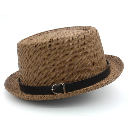 Men Women Classical Straw Pork Pie Hats Fedora Sunhats Trilby Caps Summer Boater Beach Outdoor Travel Party Size US 7 1/4 UK L