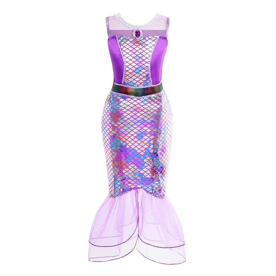 Mermaid Dress Girls Kids Cosplay Dresses Princess Costume Perform Clothes Birthday Party Halloween Clothing